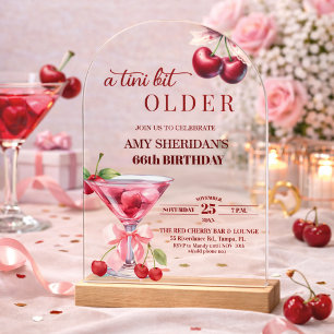 Chic Een Tini Beetje Ouder Kersen Martini 66ste Ve Acryl Uitnodigingen