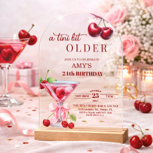 Chic Een Tini Beetje Oudere Kersen Martini 24e Ver Acryl Uitnodigingen