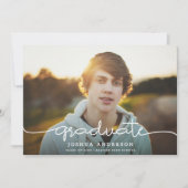 Chic Eenvoudig Modern Script Twee Foto Afstuderen Aankondiging (Voorkant)