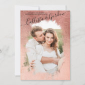 Chic Eenvoudig Roos Gold Script Fotocollage Weddin Kaart (Voorkant)