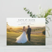Chic Eenvoudige Elegante Fotobruiloft Save The Date (Staand voorkant)