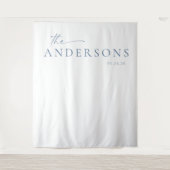 Chic + Eenvoudige Moderne Trouwfoto Achtergrond | Wandkleed (Voorkant)