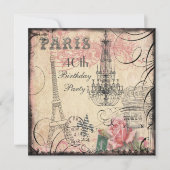 Chic Eiffel Tower & Chandelier 40e verjaardag Kaart (Voorkant)
