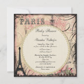 Chic Eiffel Tower & Chandelier Baby shower Kaart (Achterkant)