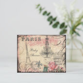 Chic Eiffel Tower & Chandelier Baby shower Kaart (Staand voorkant)
