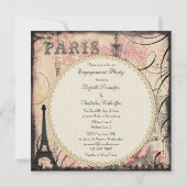 Chic Eiffel Tower & Chandelier Engagement Party Kaart (Achterkant)