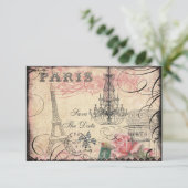 Chic Eiffel Tower & luhandelier behalve datum Save The Date (Staand voorkant)