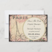 Chic Eiffel Tower & luhandelier behalve datum Save The Date (Achterkant)