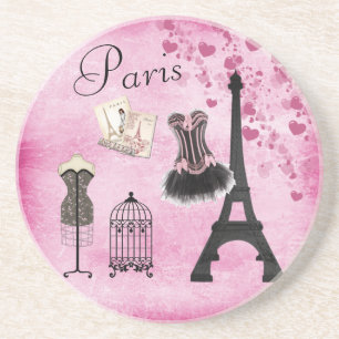 Chic Eiffel Tower Pink Paris Mode Zandsteen Onderzetter