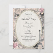 Chic Eiffel Tower & Rozen Moederdag Brunch Kaart (Achterkant)