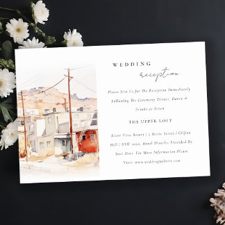Chic El Paso Texas City Scape bruiloft receptie Informatiekaartje