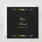 Chic Elegance Faire-part de mariage noir et or (Dos)