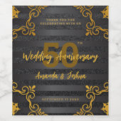 Chic Elegant 50th Wedding Jubileum Celebration Wijn Etiket (Enkel label)