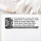 Chic Elegant Black en White Lace Damask Etiket (Insitu)