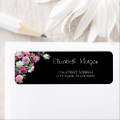 Chic Elegant, Black, Flowers Address Label (Insitu)