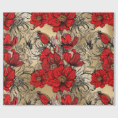 Chic Elegant Black Red Roses op Gold Cadeaupapier (Vlak)