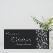 Chic Elegant Black Sparkle Event Uitnodiging (Staand voorkant)