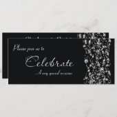 Chic Elegant Black Sparkle Event Uitnodiging (Voorkant / Achterkant)