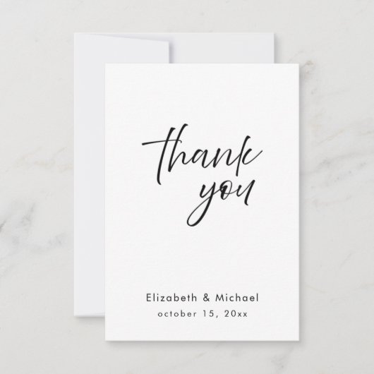 Chic Elegant Black Tie Wedding Thank You Card Kaart (Voorkant)