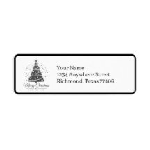 Chic Elegant Black White Christmas Mail Return