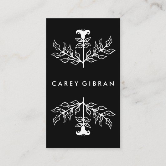 Chic Elegant Black White Lily Line Drawing CUSTOM Visitekaartje (Voorkant)