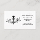 Chic Elegant Black White Lily Line Drawing CUSTOM Visitekaartje (Achterkant)