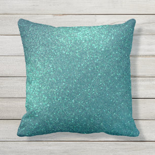 Chic Elegant Blauwgroen Blue Sparkly Glitter Buitenkussen