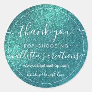 Chic Elegant Blauwgroen Blue Sparkly Glitter Harte Ronde Sticker