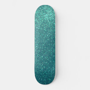 Chic Elegant Blauwgroen Blue Sparkly Glitter Skateboard