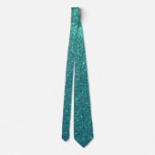 Chic Elegant Blauwgroen Blue Sparkly Glitter Stropdas (Achterkant)