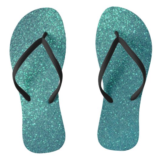 Chic Elegant Blauwgroen Blue Sparkly Glitter Teenslippers (Voetbed)