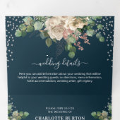 Chic Elegant Blush Florals & Navy Tri-Fold Mariage (Intérieur en premier)