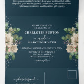 Chic Elegant Blush Florals & Navy Tri-Fold Mariage (Intérieur au milieu)