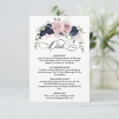Chic Elegant Blush Navy Blue Mariage Détails carte (Debout devant)