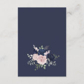 Chic Elegant Blush Navy Blue Mariage Détails carte (Dos)