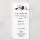 Chic Elegant Blush Navy Blue Wedding Programme (Devant)