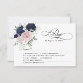 Chic Elegant Blush Navy Blue Wedding RSVP (Devant)