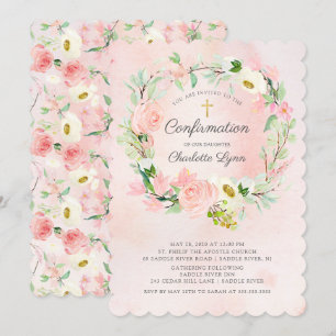 Chic & Elegant Blush Roze Bloemen Bevestiging Kaart