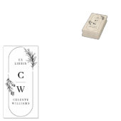 Chic Elegant Botanical Ex Libris Initiaal Name Rubberstempel (Gestempeld)