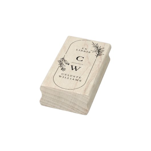 Chic Elegant Botanical Ex Libris Initiaal Name Rubberstempel (Stempel)