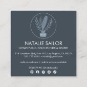 Chic Elegant Botanische Quill Logo Notarisch publi Vierkante Visitekaartje (Achterkant)