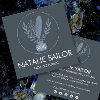 Chic Elegant Botanische Quill Logo Notarisch publi Vierkante Visitekaartje