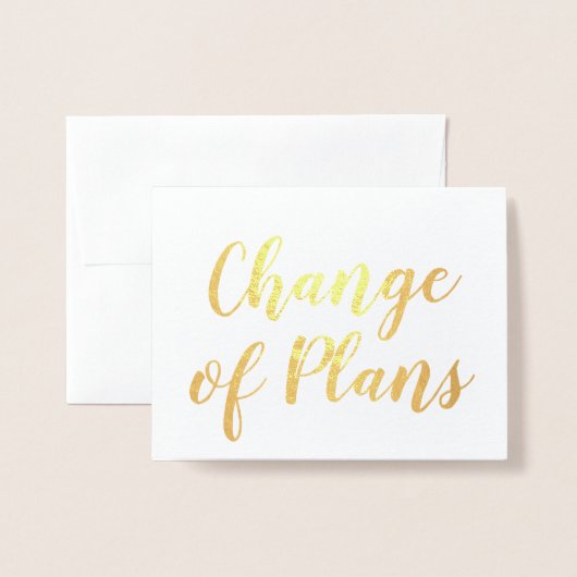 Chic Elegant Change of Plans Wedding Gold Folie Kaarten (Voorkant met envelop)