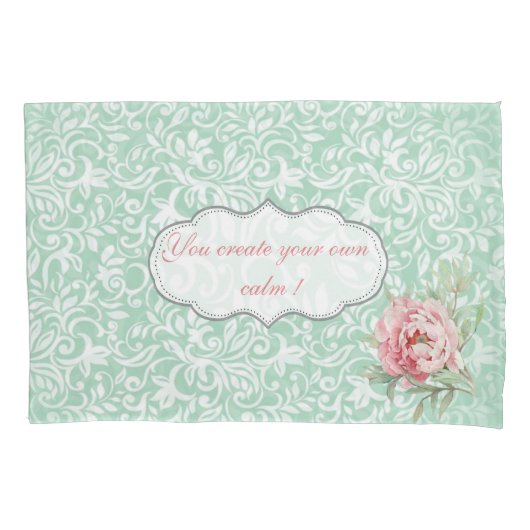 Chic Elegant Damask, Rozen, Motivatie Bericht Kussensloop (Voorkant)