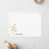 Chic Elegant Dandelion Floral Name Script Cute Notitiekaartje (Voorkant / Achterkant in situ)