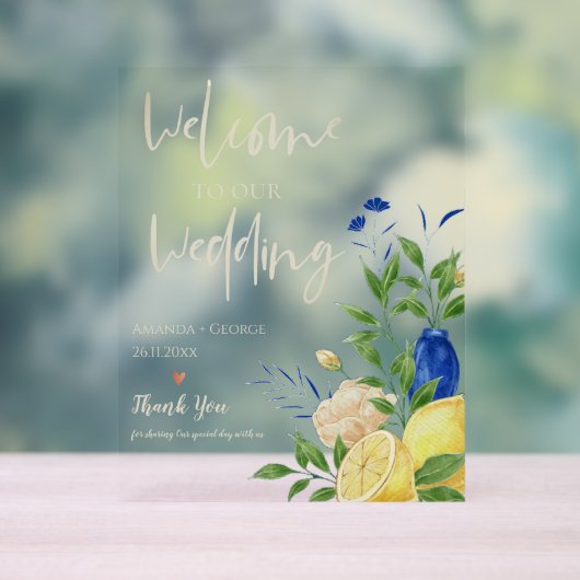 Chic Elegant Été Lemon Floral Mariage Bienvenue (Neutre)