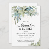 Chic Elegant Eucalyptus Greenery Brunch Bubble Kaart (Voorkant / Achterkant)