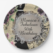 Chic Elegant Fabulous 50th Birthday Papieren Bordje (Voorkant)