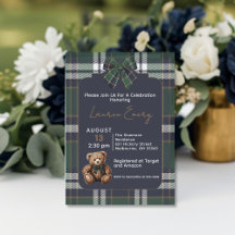 Chic Elegant Fancy Bear R. Lauren theme invitation