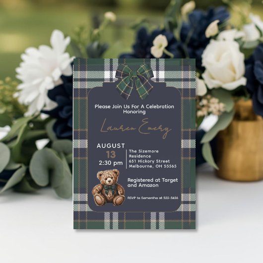 Chic Elegant Fancy Bear R. Lauren theme invitation Kaart